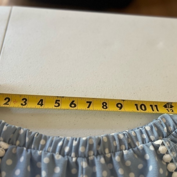 sadie sage Shorts Size XS Made In USA Powder Blue Polka Dots Pom Poms Boho - Picture 3 of 6